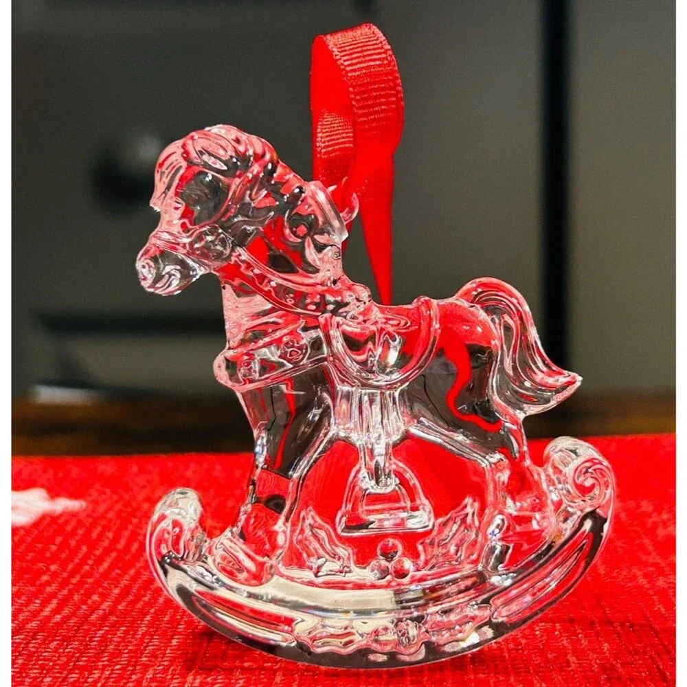 Waterford Christmas Ornament Lead Crystal Marquis Rocking Horse in Original Box